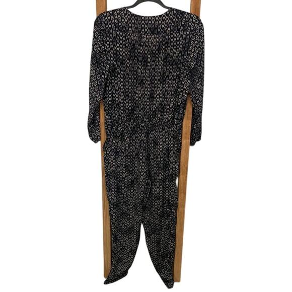 Rebecca Taylor Black Abstract Silk Printed Jumpsuit Size 8 - Picture 5 of 11